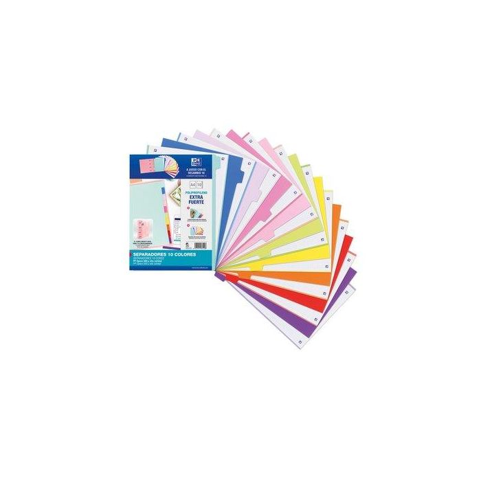 Separadores Oxford Pp A4 10 Pestañas 4 Taladros (10 Colores Surtidos)