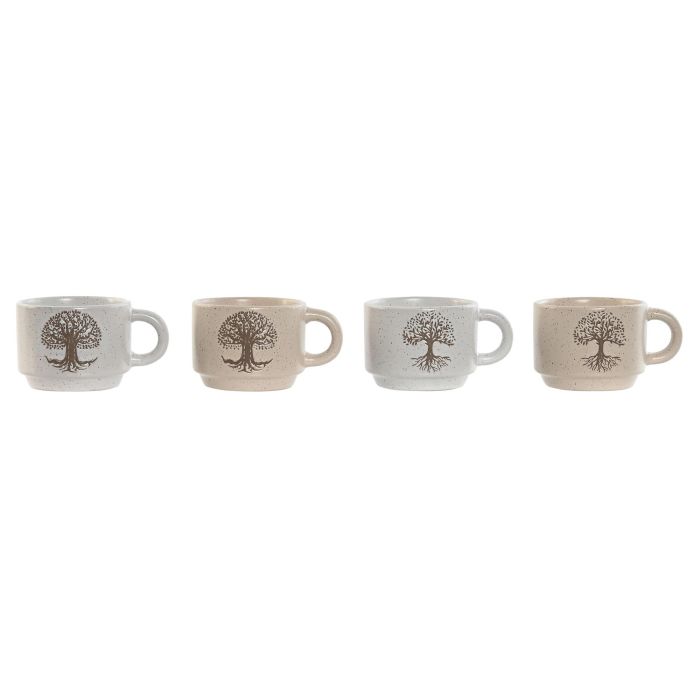 Cafe Tradicional DKD Home Decor Beige Blanco Roto 7.5 x 5.7 x 10 cm Set de 4 1