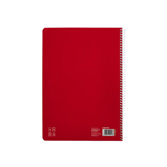 Liderpapel Cuaderno Espiral A4 Pautaguía Tapa Blanda 80 Hojas 75gr Cuadro Pautado 4mm Rojo 2