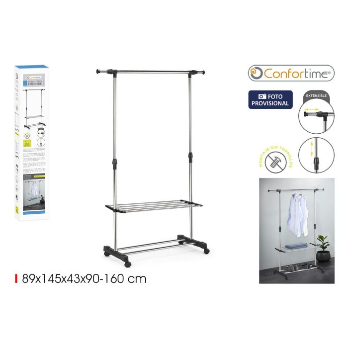 Perchero extensible 89-145 x 43 x 90-160 cm - Confortime por Inde (6 Unidades) Perchero extensible 89-145 x 43 x 90-160 cm - Confortime por Inde (6 Unidades)