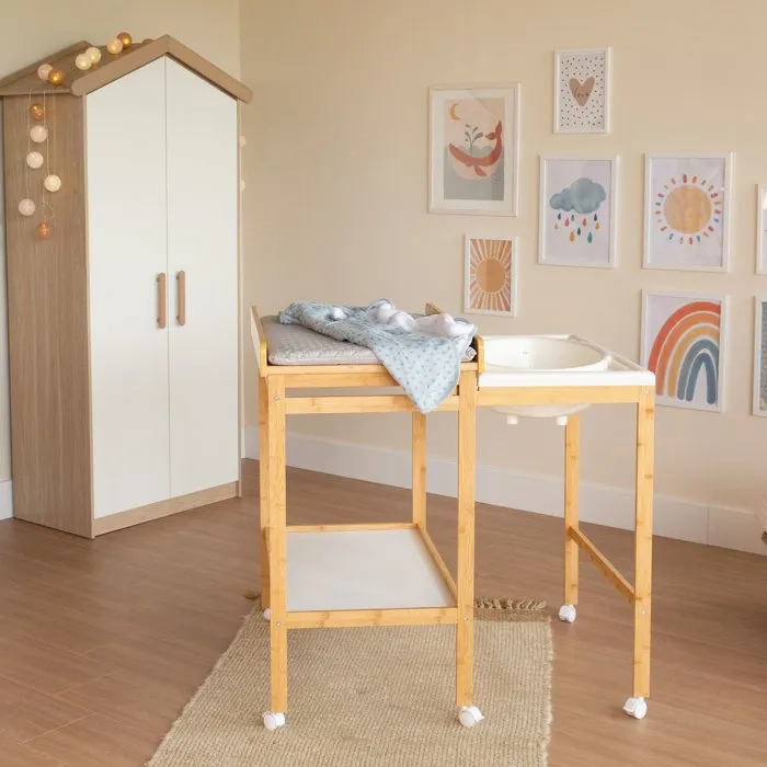 Roba ROB4005317313931 Cambiador con bañera deslizante Incluye colchón hidrófugo estilo Roba Gris Estante de almacenaje Madera natural 1