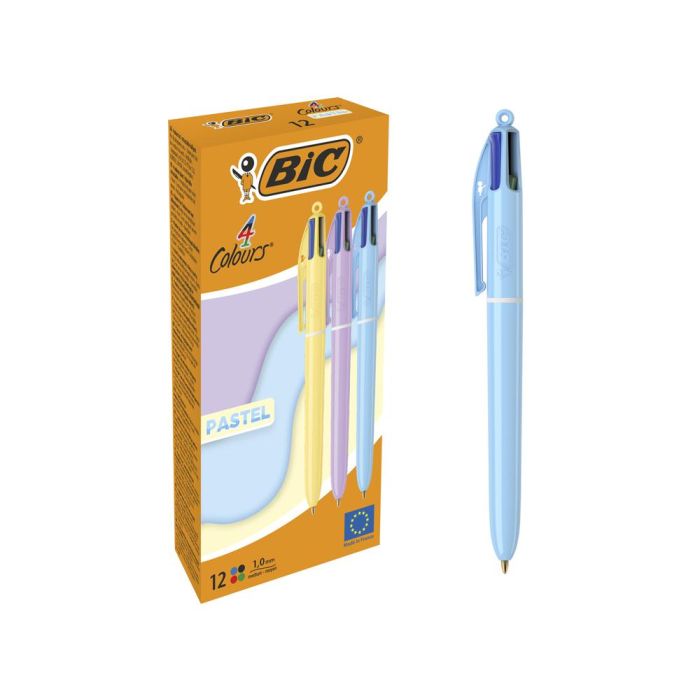 Bic Bolígrafo 4 Colores Cuerpo Pastel Surtidos Caja 12 Ud