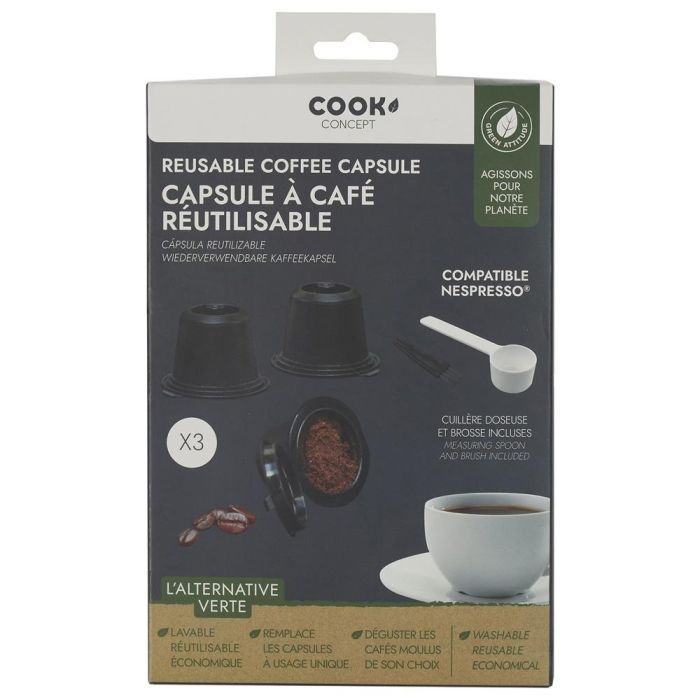 Cook Concept Juego De 3 Cápsulas Café Reutilizables Compatibles con Nespresso 4x3,8 cm 0 Cook Concept Juego De 3 Cápsulas Café Reutilizables Compatibles con Nespresso 4x3,8 cm 0