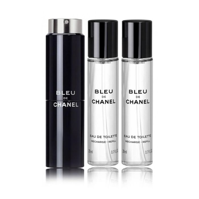 Chanel IL60-1 BLEU Eau de Toilette Recargable Vaporizador para Hombre 3x20ml (Total 60ml) Fragancia Amaderada Aromática
