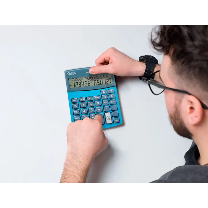 Liderpapel XF28 Calculadora Sobremesa 12 Dígitos Doble Línea, Coste, Venta, Margen, Tasas, Solar y Pilas, Azul 155x115x25 mm 6