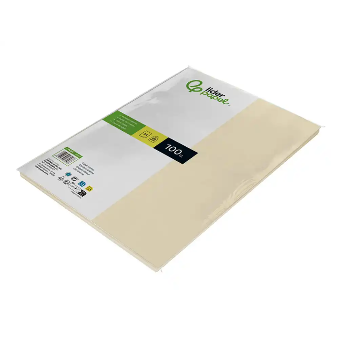 Liderpapel Papel Color A4 80gr Crema Paquete de 100 Hojas 4