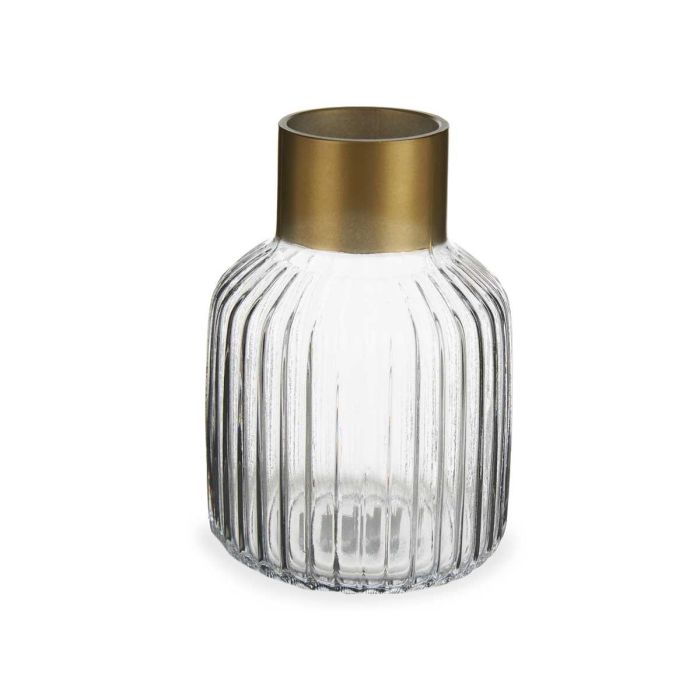 Jarron Cristal Rayas Oro Grande Transparente Giftdecor 14X22CM (6 Unidades) 1 Jarron Cristal Rayas Oro Grande Transparente Giftdecor 14X22CM (6 Unidades) 1