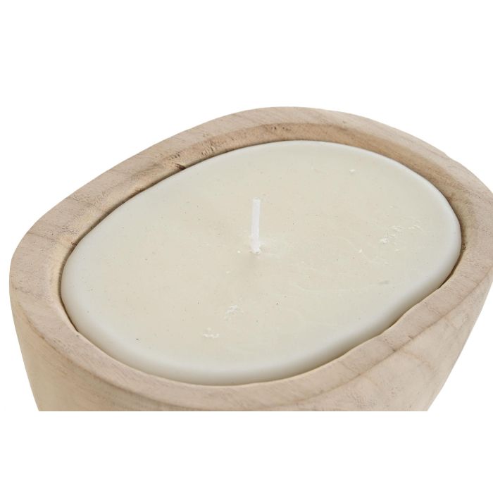 DKD Home Decor Vela de Cera Shabby Natural con Base de Paulownia 11x5x15 cm Pack 12 Unidades Duración 4h