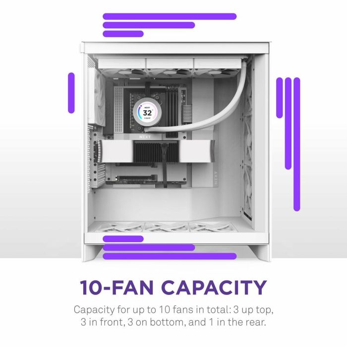 NZXT CM-H72FW-01 H7 Flow - Caja Semitorre de PC ATX/Micro-ATX/Mini-ITX, Blanco 12