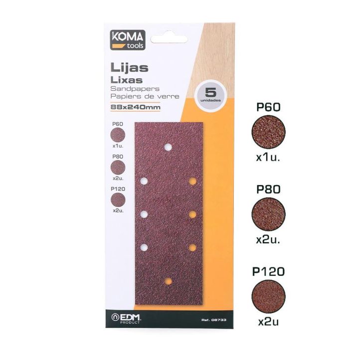 Set 5 lijas para lijadora orbital 08706 koma tools 2 Set 5 lijas para lijadora orbital 08706 koma tools 2