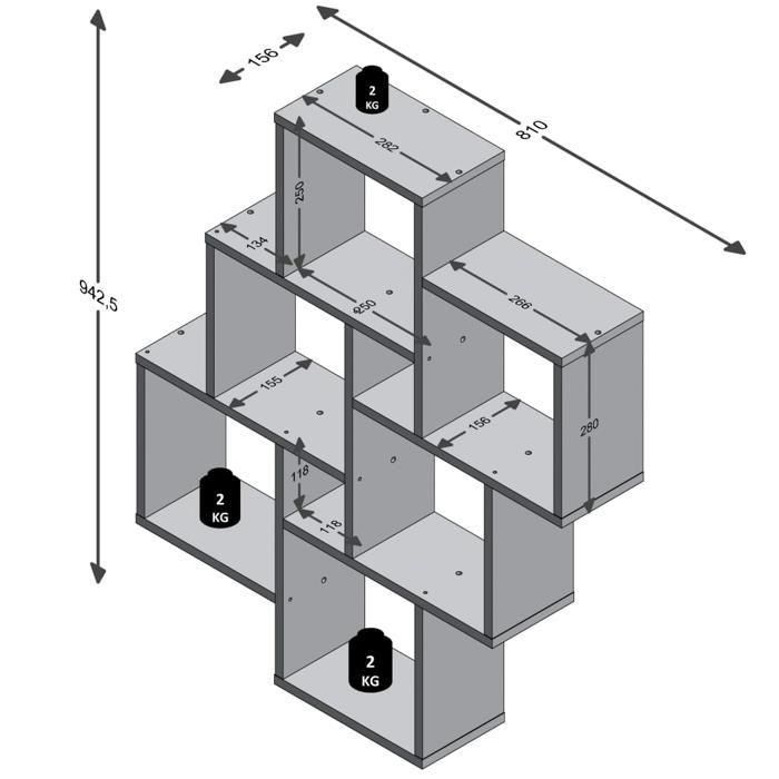 Estante de pared LAURIO 2 - Decoración en roble - L81,2 x H94,3 x D15,7 cm - Hecho en Alemania 3 Estante de pared LAURIO 2 - Decoración en roble - L81,2 x H94,3 x D15,7 cm - Hecho en Alemania 3