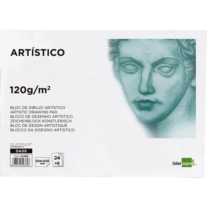 Bloc Dibujo Liderpapel Artistico Encolado 594x420 mm 24+6 Hojas 120 gr-M2 Sin Recuadro 1