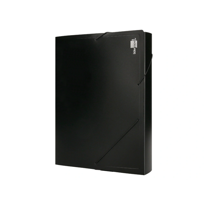 Liderpapel Carpeta Portadocumentos 36905 Polipropileno Din A4 Negra Lomo 50 mm con Cierre de Gomas y 2 Bolsillos para CD 3