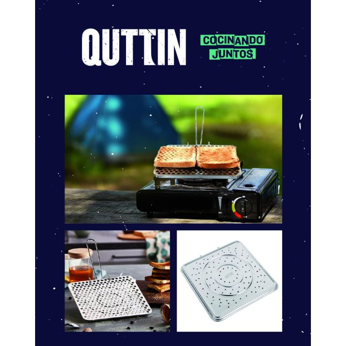Quttin Tostador de Pan de Acero con Mango Plegable Medidas 20x20x1.2 cm 4