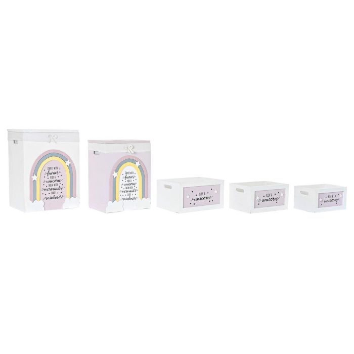 Cesta Ropa Kids DKD Home Decor Blanco Rosa 30 x 55 x 40 cm Set de 5 4 Cesta Ropa Kids DKD Home Decor Blanco Rosa 30 x 55 x 40 cm Set de 5 4