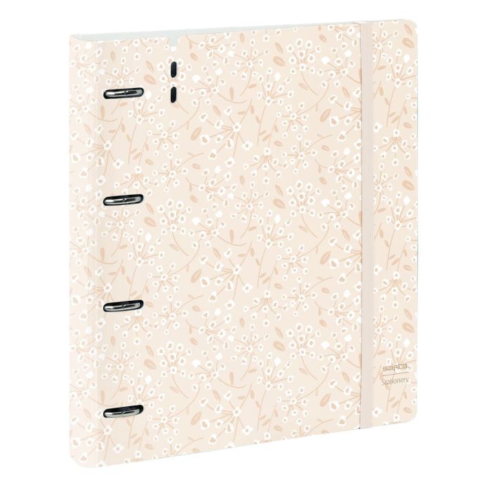 Safta Carpeblock PP Foam 4 Anillas 35mm con Recambio, Diseño Light Pink Flowers, 27x32x4 cm