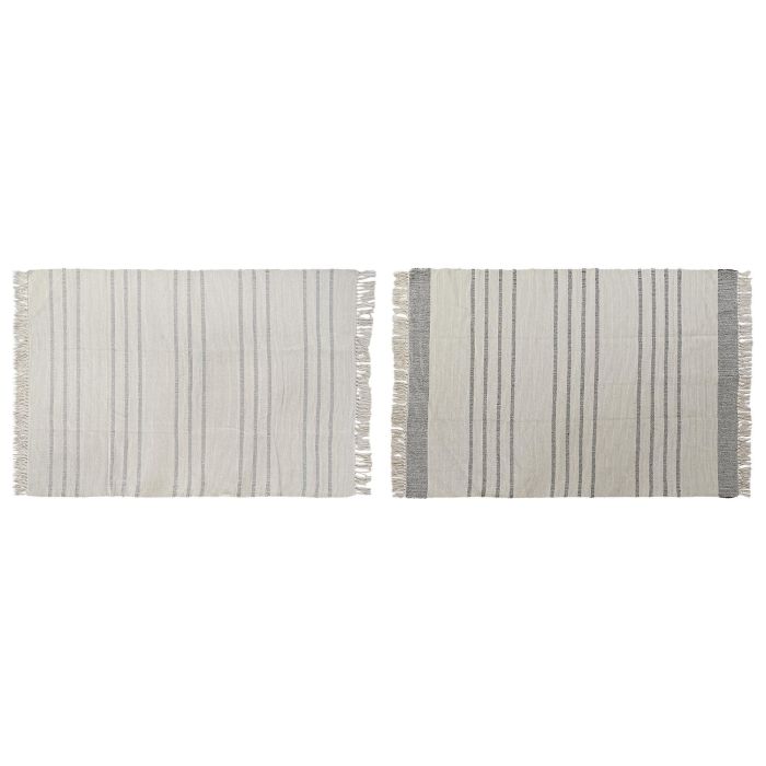 Alfombra Boho DKD Home Decor Blanco Gris 180 x 0.75 x 120 cm (2 Unidades)