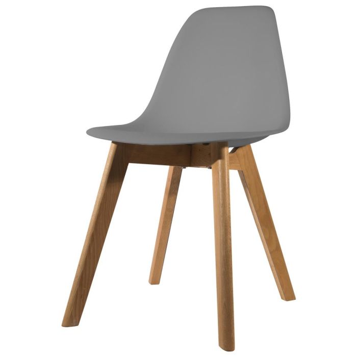 Home Deco Factory Silla STOCKHOLM Diseño Escandinavo Patas Madera Asiento Plástico Gris 45,8x51,4 cm H84,6 cm 5
