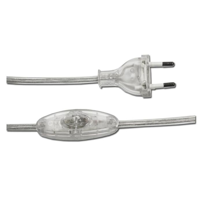 Edm Conexión con Interruptor 3A 1,5m 2x0,75mm Manguera Plana Transparente