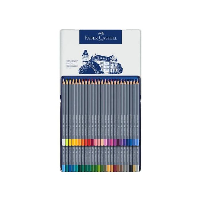 Faber-Castell 114648 Estuche de metal con 48 Lápices de colores acuarelables Goldfaber 1