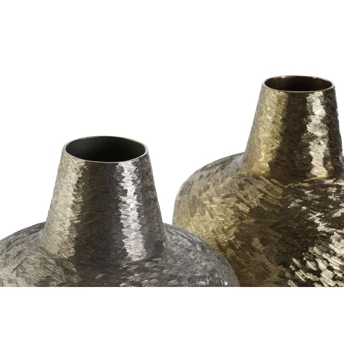 DKD Home Decor Jarron Moderno Dorado Plateado 22 x 33 x 22 cm (2 Unidades) 1