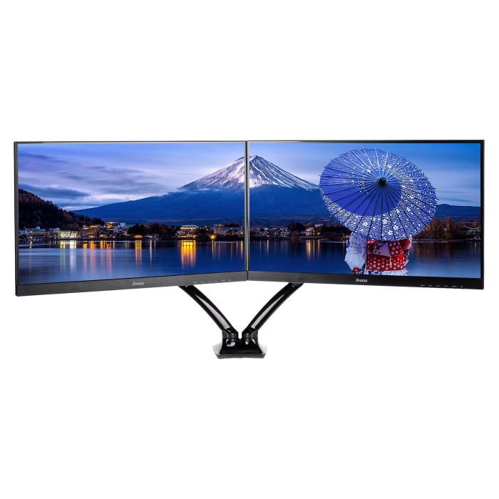 Iiyama Soporte Doble de Monitor con Gasfeder, Para 2 Pantallas de 10"-27" y 5 kg, Montaje Pinza/Atornillado VESA 100x100/75x75 mm, Negro 7