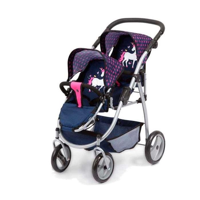 Coche de muñeca paseo gemelar azul marino 73x63x46 cm 0 Coche de muñeca paseo gemelar azul marino 73x63x46 cm 0