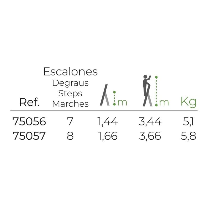 Escalera doméstica aluminio 8 peldaños 1