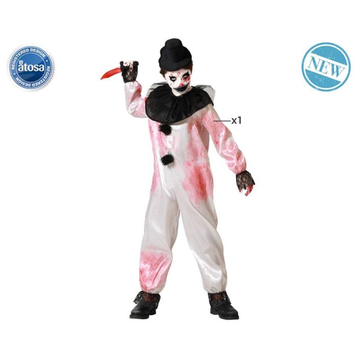 Disfraz Payaso Sangriento con Cuello Blanco para Niño Hombre 3-4 Años - Temática Halloween, Incluye Mono Disfraz Payaso Sangriento con Cuello Blanco para Niño Hombre 3-4 Años - Temática Halloween, Incluye Mono