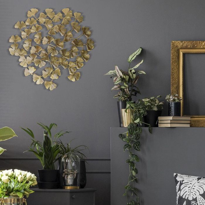 Home Deco Factory Mural Flores Metálico Ginkgo Mirage Decoración Pared d.48 cm 5