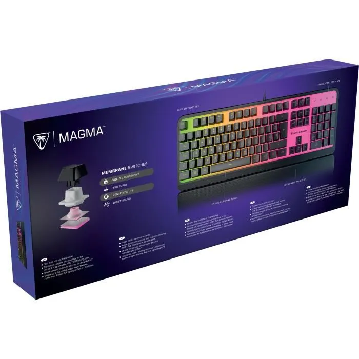 Turtle Beach TUR0731855210206 Teclado Gaming Magma RGB con Teclas Silenciosas, de Membrana, Color Negro y Tecnología AIMO 4 Turtle Beach TUR0731855210206 Teclado Gaming Magma RGB con Teclas Silenciosas, de Membrana, Color Negro y Tecnología AIMO 4