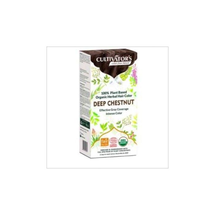 CULTIVATORS Tinte Orgánico Castaño Oscuro 100g con Ecocert para Cobertura Canas