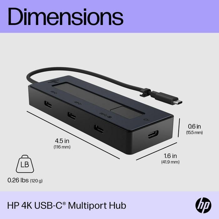 HP Hub Multi-puerto USB-C 4K para Conexión Potente y Portátil 13