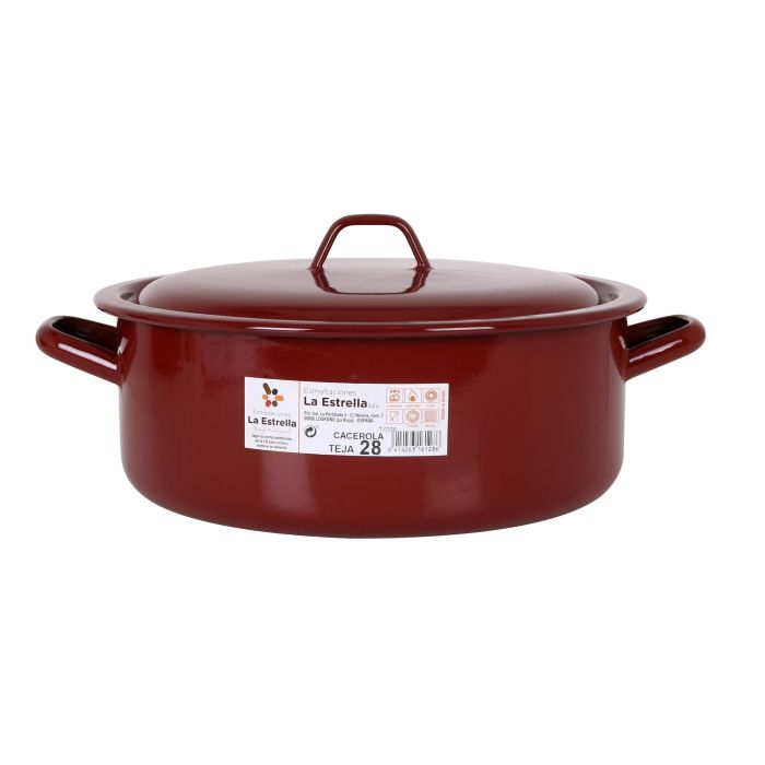 Cacerola Esmaltada con Tapa 28 cm - 6.8L Teja - La Estrella (6 Unidades) 1 Cacerola Esmaltada con Tapa 28 cm - 6.8L Teja - La Estrella (6 Unidades) 1
