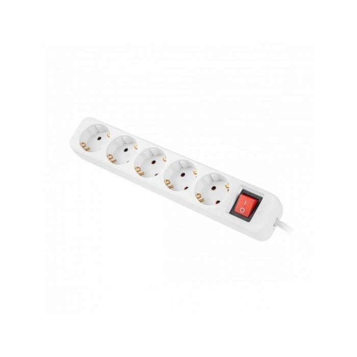 Lanberg PS1-05F-0300-W Base Múltiple 3m 5 Salidas AC Interior Tipo F Blanco 2500W 10A