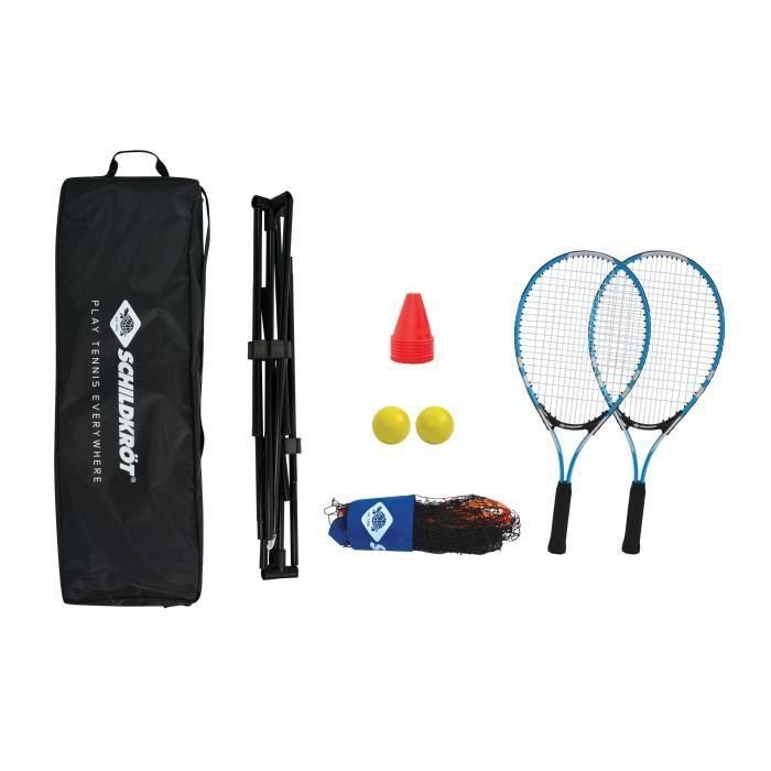 Schildkröt Fun Sports SCH4000885709865 - Mochila de Tenis para 2 Raquetas, Fundas, 2 Pelotas Espuma Ø7mm, Red Autoportante 75x300 cm y 6 Conos