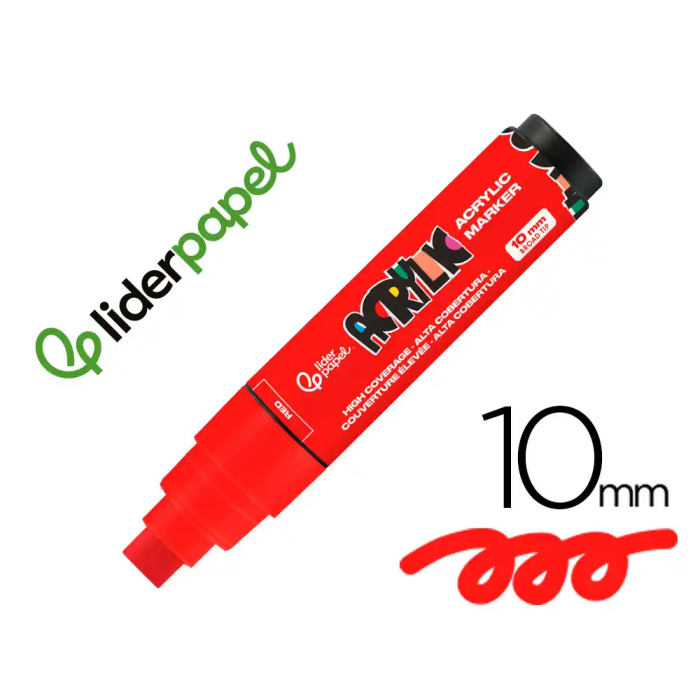 Liderpapel Rotulador Acrylic Base Agua Todo Tipo de Superficie Punta Rectangular 10 mm Rojo 0 Liderpapel Rotulador Acrylic Base Agua Todo Tipo de Superficie Punta Rectangular 10 mm Rojo 0
