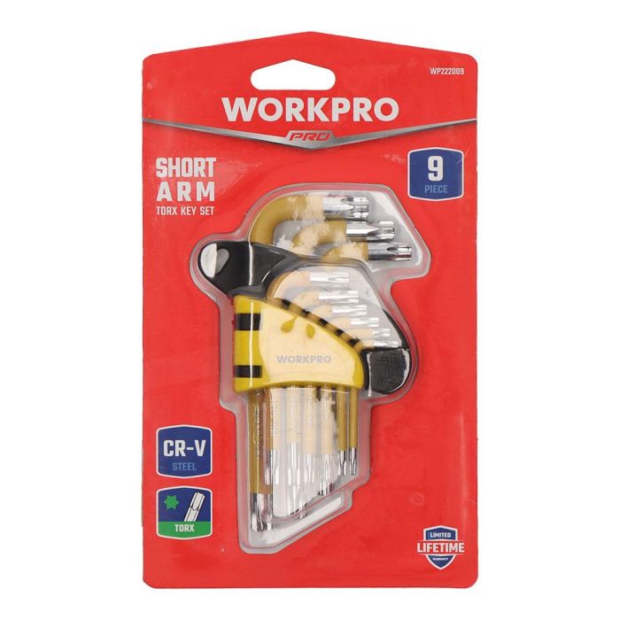 Workpro Juego de 9 Llaves Torx de Seguridad T10-T50 Acero Cromo-Vanadio Amarillas 4 Workpro Juego de 9 Llaves Torx de Seguridad T10-T50 Acero Cromo-Vanadio Amarillas 4