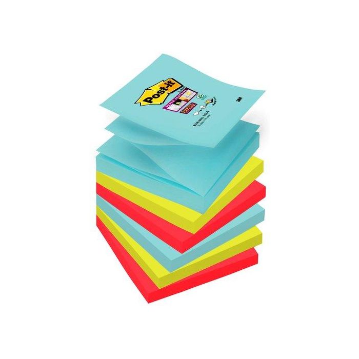 Notas Adhesivas Post-It 90H Z Notes 76X76 (R330) Super Sticky Colores Miami Pack De 6