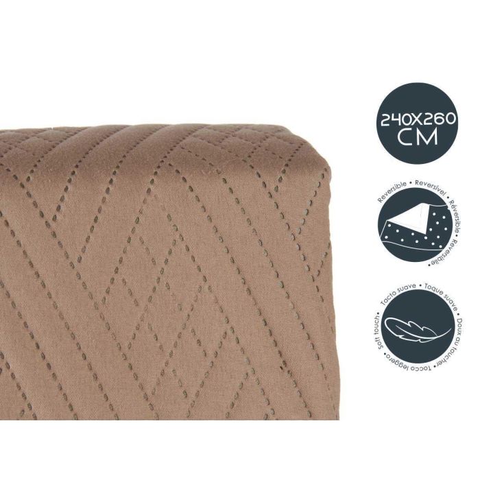 Colcha Reversible Giftdecor 240x260 cm - Natural/Verde, 100% Poliéster (6 Unidades) 3