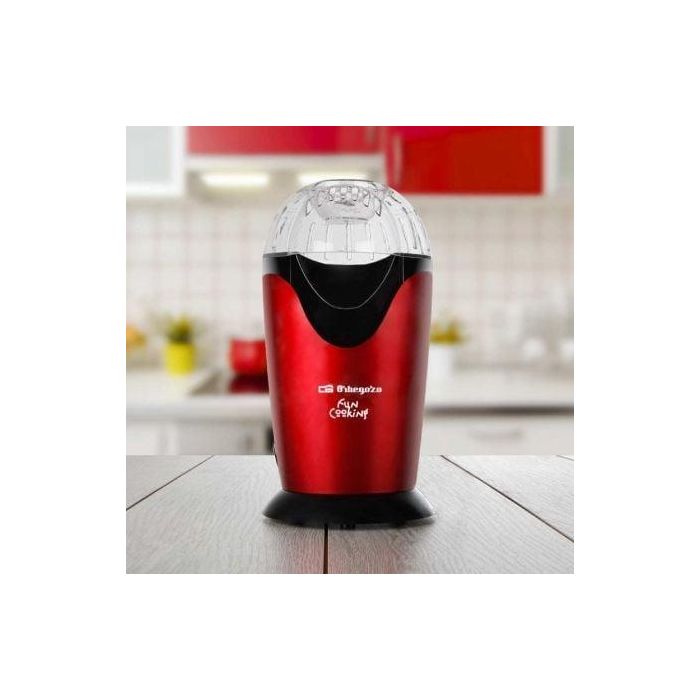 Orbegozo PA 4300 Palomitero Portátil 1000W, Rojo Metalizado, Prepara Palomitas Sin Aceite en 3 Minutos, Cocina Sana y Fácil Limpieza 2