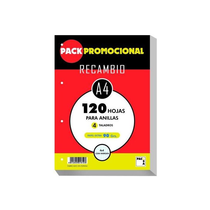Recambio Pacsa A4 120H 90G 4 Taladros Cuadric.4X4 C/Margen