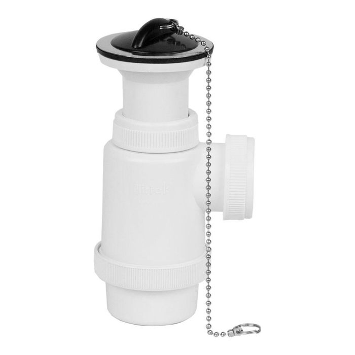 Mirtak Sifon de botella extensible v70 1" 1/2" con cadena y tapon de PVC Blanco 0 Mirtak Sifon de botella extensible v70 1" 1/2" con cadena y tapon de PVC Blanco 0