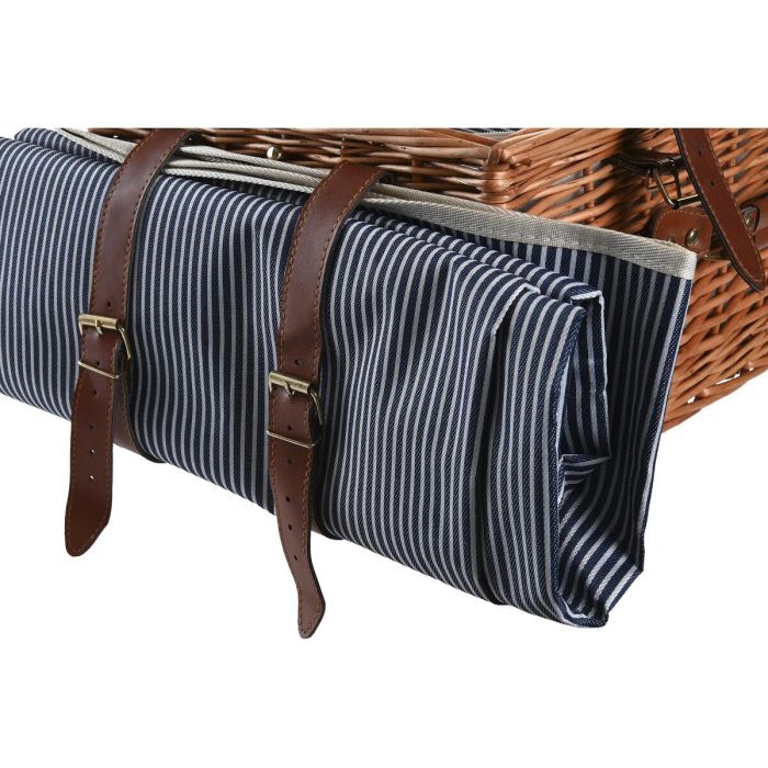 Cesta Picnic DKD Home Decor Marron Azul Marino 30 x 20 x 46 cm Set de 16 3