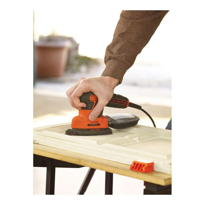 Black+Decker Lijadora de Detalle Mouse KA2000-QS 120W 14.000rpm con Depósito de Polvo y 6 Accesorios, Incluye 3 Hojas de Malla 2