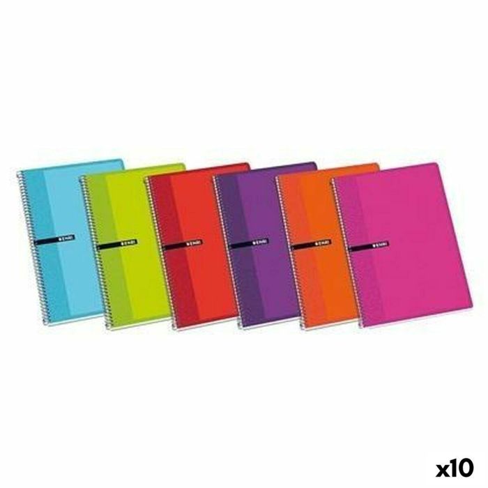 Enri Cuaderno Espiral 80 Hojas 60 gr Cuadrícula 4x4 mm Con Margen Tapas Blandas (Set de 10 Unidades) (Set de 10)