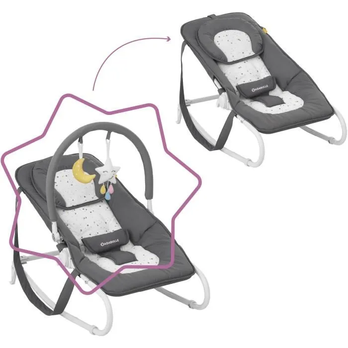 Badabulle Transat Easy Moonlight Tumbona bebé con 5 posiciones, plegado ultraplano y cojín lavable 4 Badabulle Transat Easy Moonlight Tumbona bebé con 5 posiciones, plegado ultraplano y cojín lavable 4