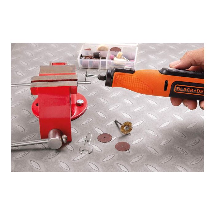 Black+Decker Multi-herramienta Rotativa BCRT8IK-XJ 7.2V Inalámbrica con 53 Accesorios y Velocidad Variable 10