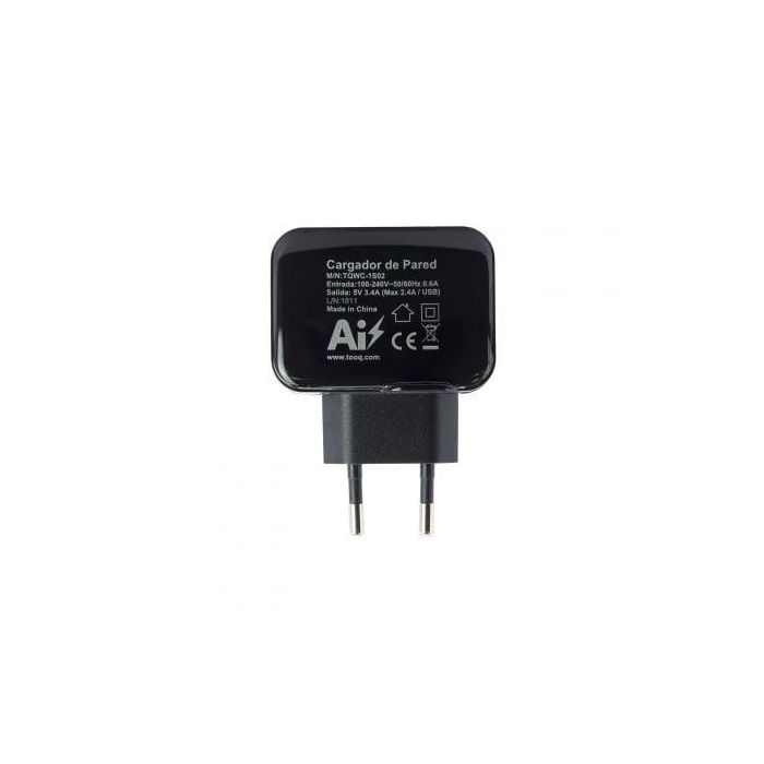TooQ TQWC-1S02 Cargador de Pared USB 2 Puertos 17W 3.4A Total (2.4A/Puerto) Negro 2 TooQ TQWC-1S02 Cargador de Pared USB 2 Puertos 17W 3.4A Total (2.4A/Puerto) Negro 2