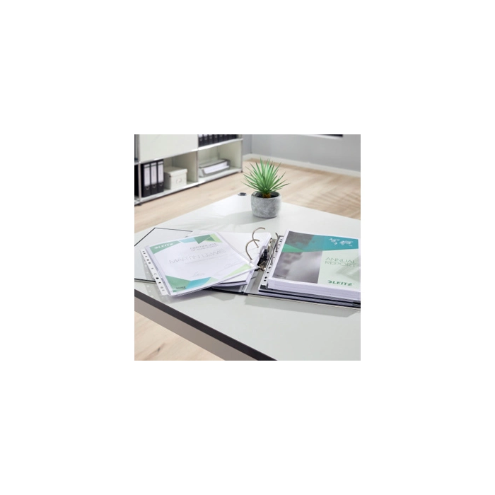 Funda multitaladro Leitz con fuelle DIN A4, 170 mc, cristal, pack 10 unidades 4